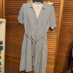 Elle Blue & White Striped Dress L
